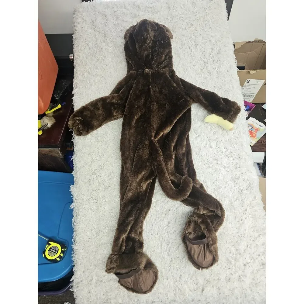 full body Kids Monkey Costume Plush Jumpsuit Halloween Banana 4 5T Boys Girl
